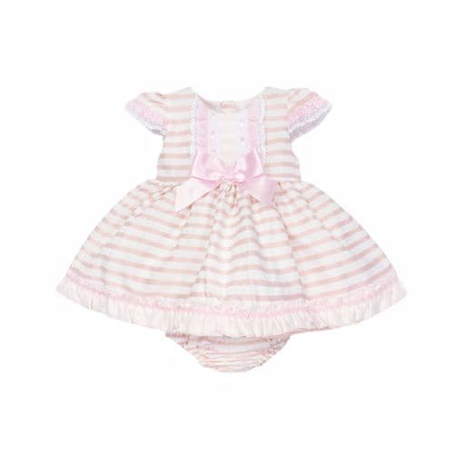 *SALE* Baby Girl Pink Stripe Puff Ball Dress with Pants "MYD8803"