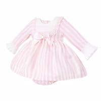 *SALE* Baby Girl Pink Stripe Smocked Front  Dress with Pants 