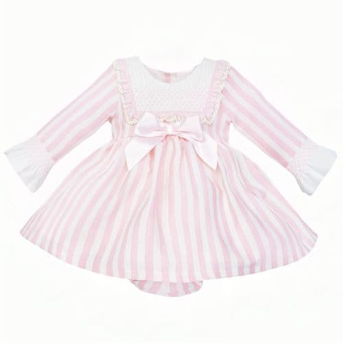 *SALE* Baby Girl Pink Stripe Smocked Front Dress with Pants "MYDC2460"
