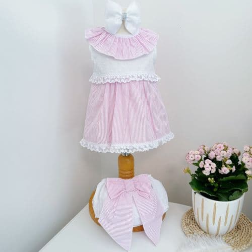 *SALE* Baby Girl Pink Stripe Summer Dress with Pants  "MYD2463P"