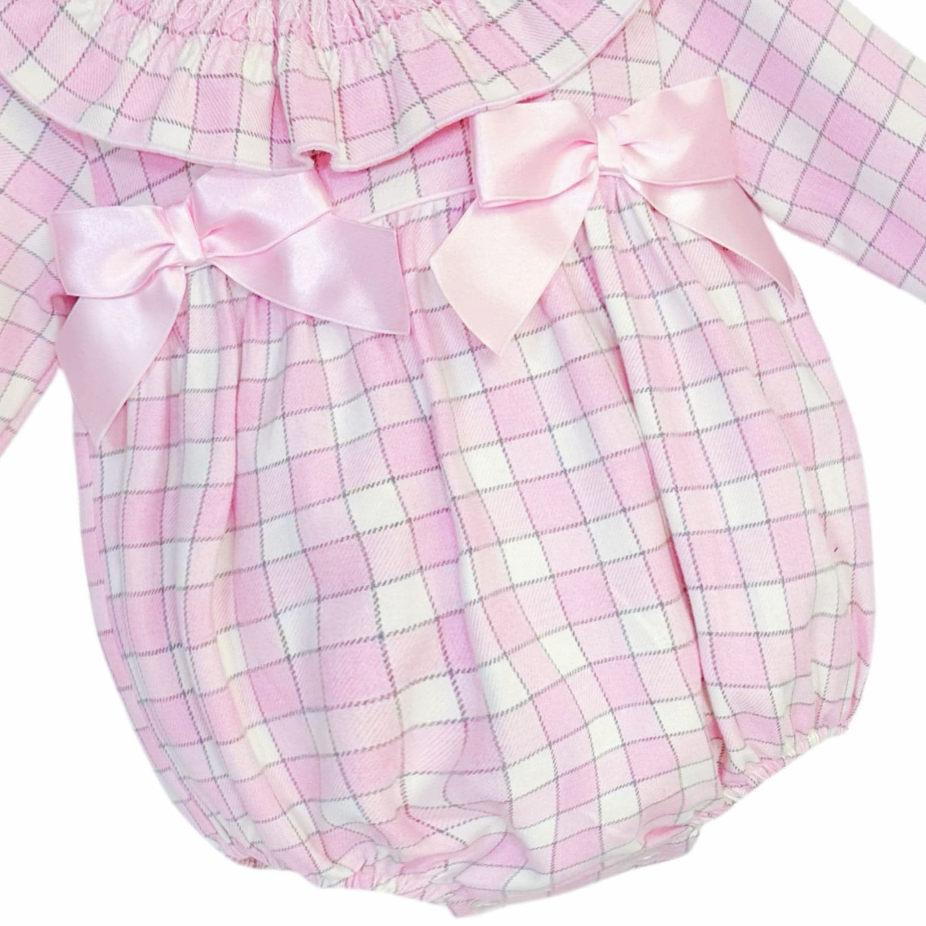 *SALE* Baby Girl Pink Tartan Frilly Collar Romper 