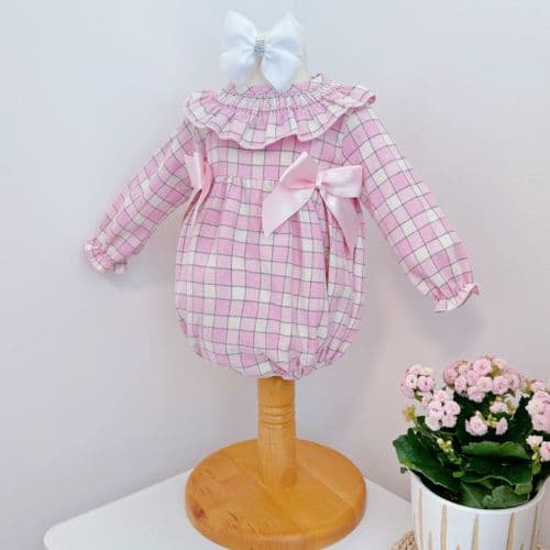 *SALE* Baby Girl Pink Tartan Frilly Collar Romper "MYD2368"
