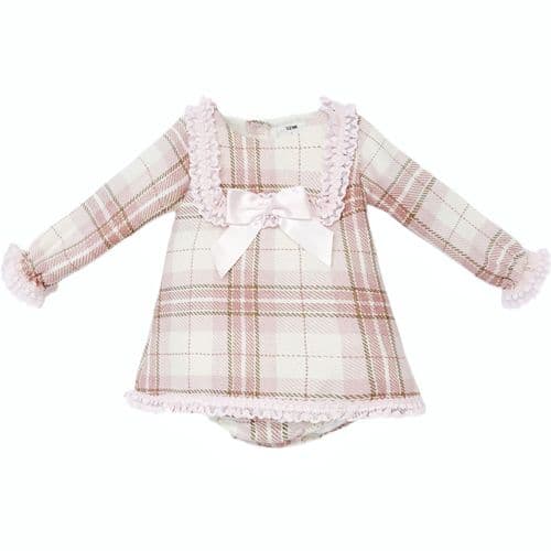 *SALE* Baby Girl Pink Tartan Woven Dress with Pants "MYD25239"