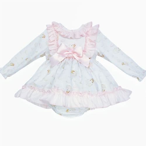 *SALE* Baby Girl Pink Teddy Print Puff Ball Dress "MYD25201"