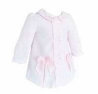 *SALE* Baby Girl Pink Waffle Dress Embroidery and Satin Bows 