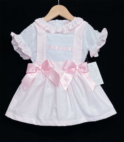 *SALE* Baby Girl Pink Waffle Pinafore Set Brace Skirt "A100 Pink"