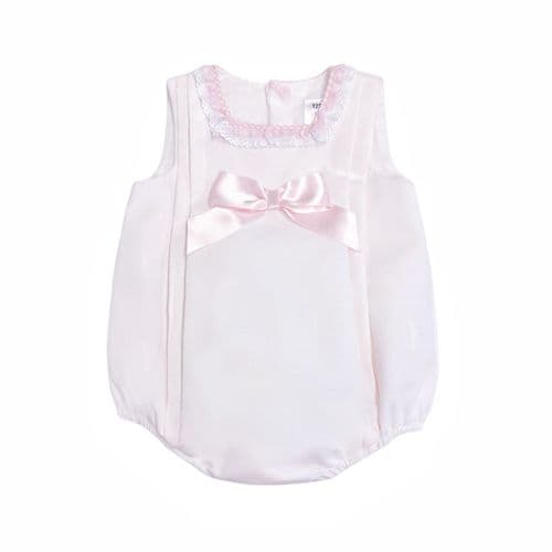*SALE* Baby Girl Pink Waffle Romper with Bow "MYD2330"