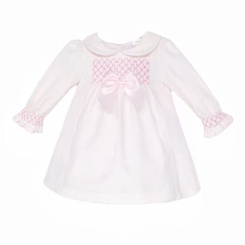"SALE" Baby Girl Pink Waffle Smocked Puff Dress "2536"