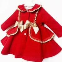 *SALE* Baby Girl Puff Ball Wool Coat with Camel Bows 