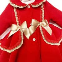 *SALE* Baby Girl Puff Ball Wool Coat with Camel Bows 