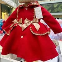 *SALE* Baby Girl Puff Ball Wool Coat with Camel Bows 