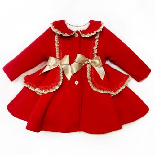 *SALE* Baby Girl Puff Ball Wool Coat with Camel Bows "MYD885C"