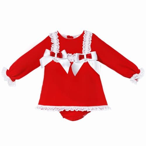 *SALE* Baby Girl Red A Line Dress Satin Bow with Pants "MYD25246"