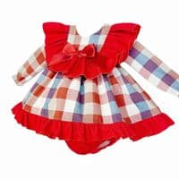 *SALE* Baby Girl Red Checked Big Collar Dress with Pants 