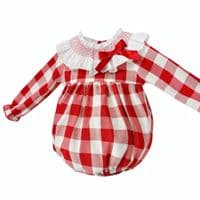 *SALE* Baby Girl Red Checked Big Collar Romper 
