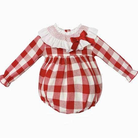 *SALE* Baby Girl Red Checked Big Collar Romper 