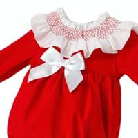 *SALE* Baby Girl Red Cotton Big Collar Romper 