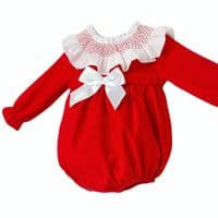 *SALE* Baby Girl Red Cotton Big Collar Romper 