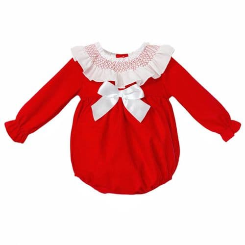 *SALE* Baby Girl Red Cotton Big Collar Romper "MYDB2495"