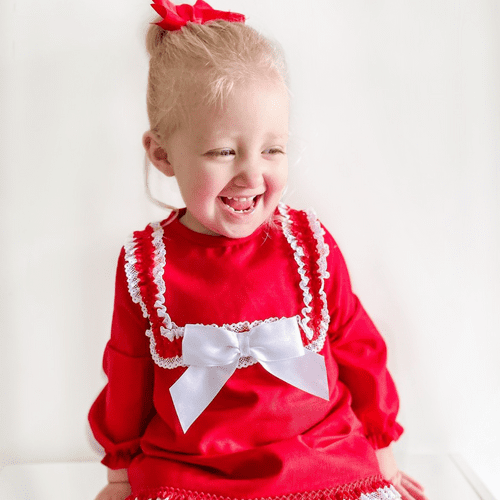 *SALE* Baby Girl Red Cotton Dress with Pants "MYD2374"