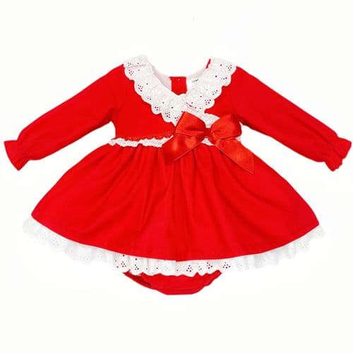 *SALE* Baby Girl Red Cotton Puff Dress with Pants "MYDB2496"