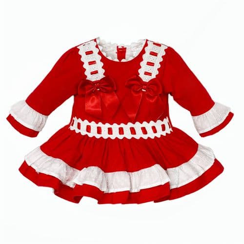 *SALE* Baby Girl Red Dress with Satin Bows "1819"