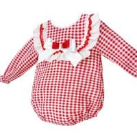 *SALE* Baby Girl Red Gingham Frilly Romper 