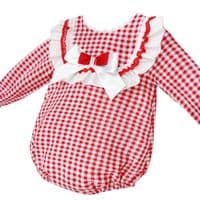 *SALE* Baby Girl Red Gingham Frilly Romper 