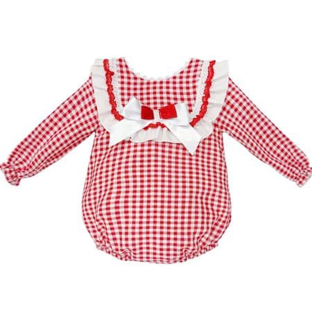 *SALE* Baby Girl Red Gingham Frilly Romper 