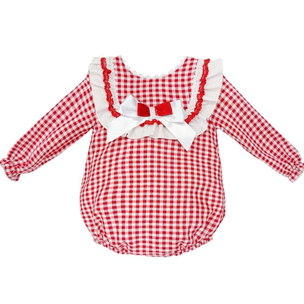 *SALE* Baby Girl Red Gingham Frilly Romper "MYDC2474"