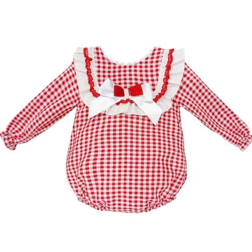 *SALE* Baby Girl Red Gingham Frilly Romper "MYDC2474"