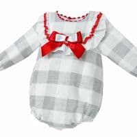 *SALE* Baby Girl Red Grey Checked Romper 