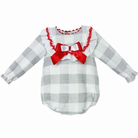 *SALE* Baby Girl Red Grey Checked Romper 