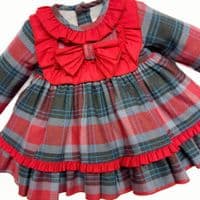 *SALE* Baby Girl Red/Navy Tartan Puff Ball Dress with Pants 