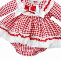 *SALE* Baby Girl Red Red Checked Puff Dress with Pants 