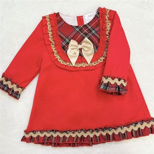 * SALE* Baby Girl Red Tartan A Line Dress with Red Knickers "2046 Red"