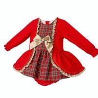 *SALE* Baby Girl Red Tartan Lace Dress with Pants 