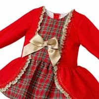 *SALE* Baby Girl Red Tartan Lace Dress with Pants 