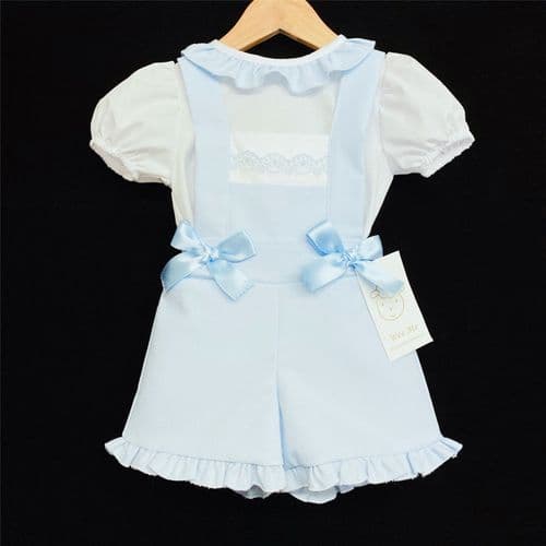 *SALE* Baby Girl Spanish Blue Waffle Dungaree with Shirt "MYD105B"