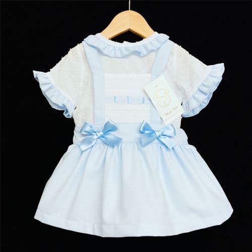 *SALE* Baby Girl Spanish Blue Waffle Pinafore Set Brace Skirt Set "A100 B"