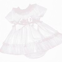 *SALE* Baby Girl White Cotton Dress Pink Tulle Details with Pants 