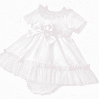 *SALE* Baby Girl White Cotton Dress Pink Tulle Details with Pants 