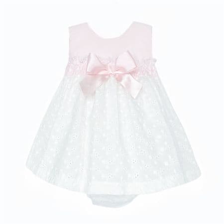 *SALE* Baby Girl White Embroidery Smock Dress with Pants 
