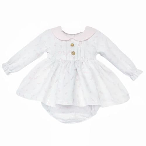 *SALE* Baby Girl White Pink Floral Puff Dress with Pants "MYD25207"