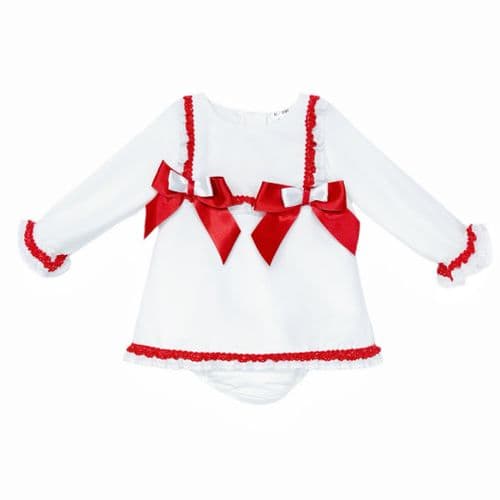 *SALE* Baby Girl White/Red A Line Dress Satin Bow with Pants "MYD25247"