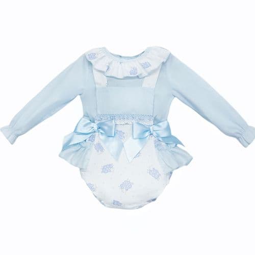 *SALE* Baby Girl White with Blue Sheep Frilly Romper with Shirt "MYD25235"