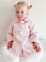 *SALE* Baby Girl Winter Fur Trim Coat Wool Like Fabric 