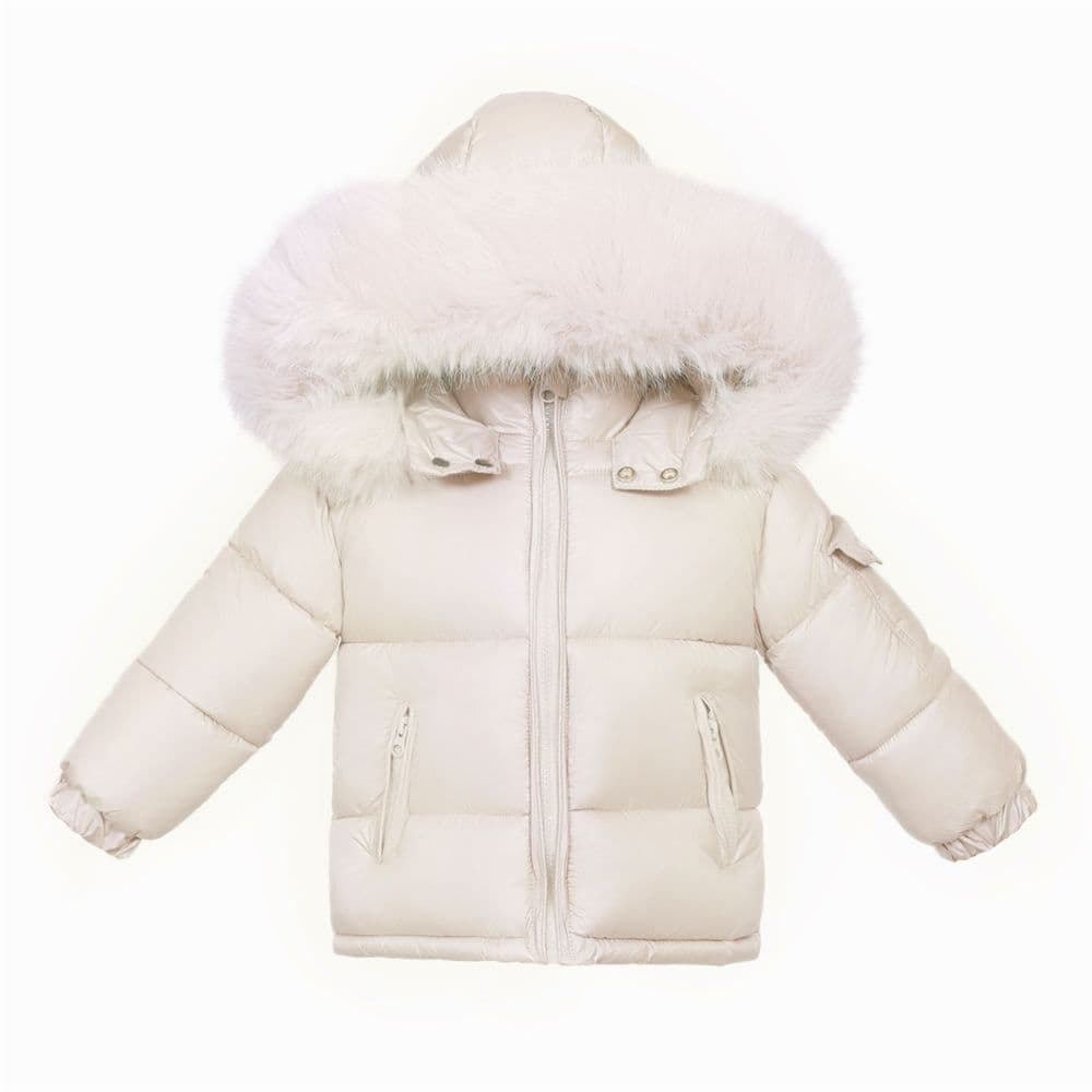*SALE* Baby Unisex Champagne Colour Puffer Coat with Faux Fur Hood "MYD409CH"