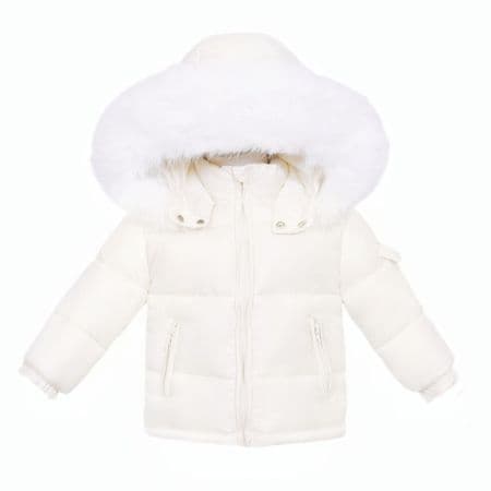 *SALE* Baby Unisex  Cream Colour Puffer Coat with Faux Fur Hood 
