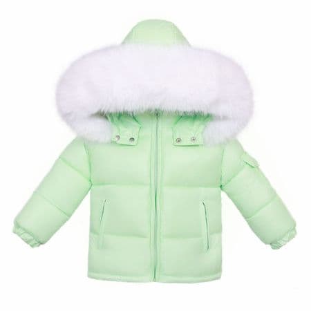 *SALE* Baby Unisex  Mint Green Colour Puffer Coat with Faux Fur Hood 